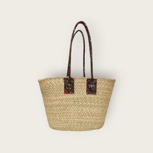 Handwoven Tote Bag with Leather